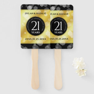 Elegant 21st Brass Wedding Anniversary Celebration Hand Fan