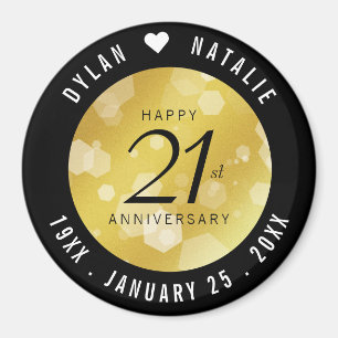 Elegant 21st Brass Wedding Anniversary Celebration Magnet