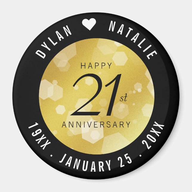 Elegant 21st Brass Wedding Anniversary Celebration Magnet (Front)