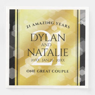 Elegant 21st Brass Wedding Anniversary Celebration Napkin
