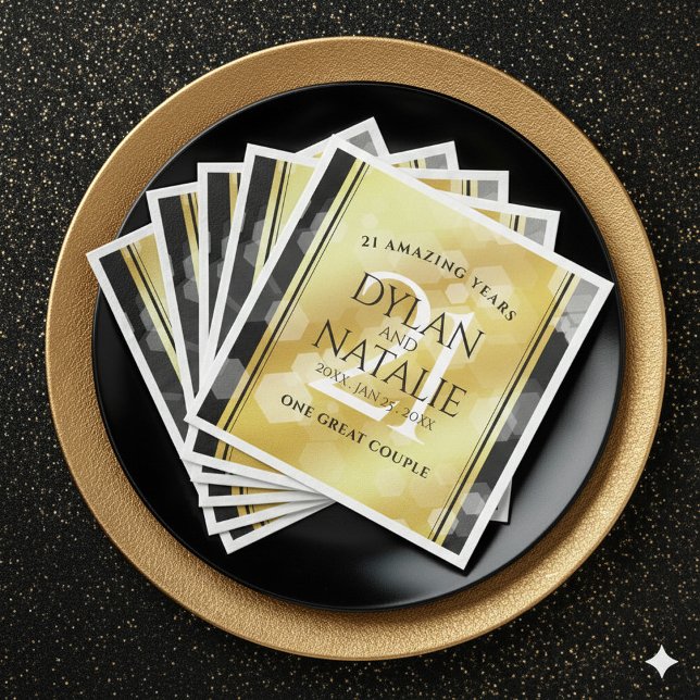 Elegant 21st Brass Wedding Anniversary Celebration Napkin (Elegant 21st Brass Wedding Anniversary Napkins Cover Photo)