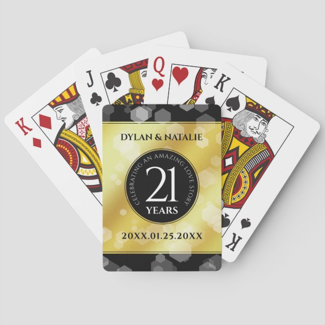 Elegant 21st Brass Wedding Anniversary Celebration Playing Cards (Back)