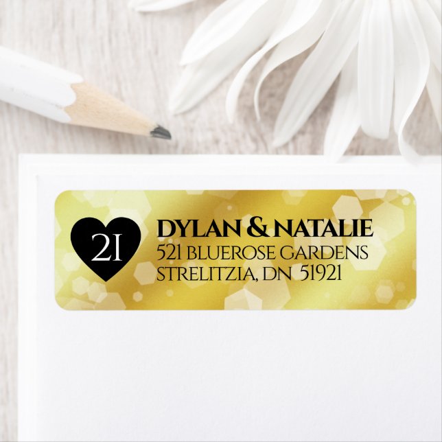 Elegant 21st Brass Wedding Anniversary Celebration Return Address Label (Insitu)