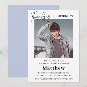 Elegant 22nd birthday invitations Men Photo