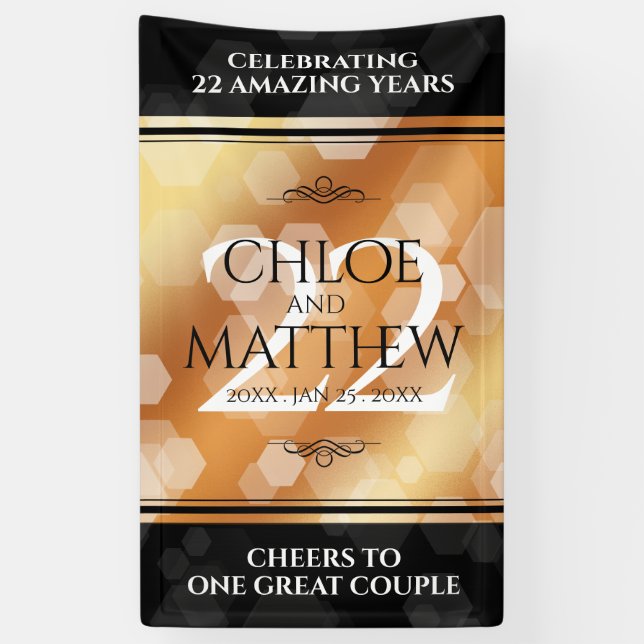 Elegant 22nd Copper Wedding Anniversary Banner (Vertical)