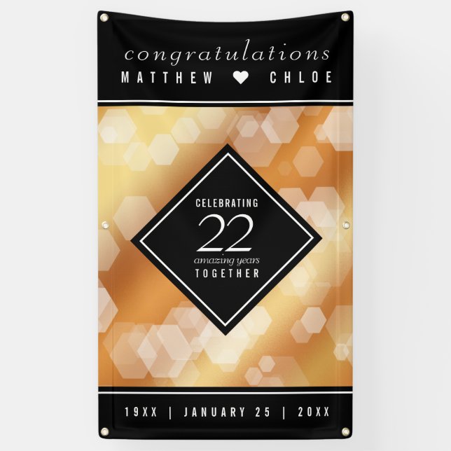 Elegant 22nd Copper Wedding Anniversary Banner (Vertical)