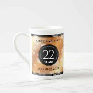 Elegant 22nd Copper Wedding Anniversary Bone China Mug