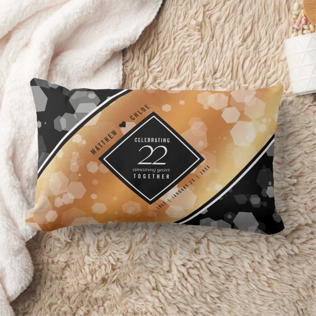 Elegant 22nd Copper Wedding Anniversary Lumbar Cushion (Blanket)
