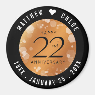 Elegant 22nd Copper Wedding Anniversary Magnet