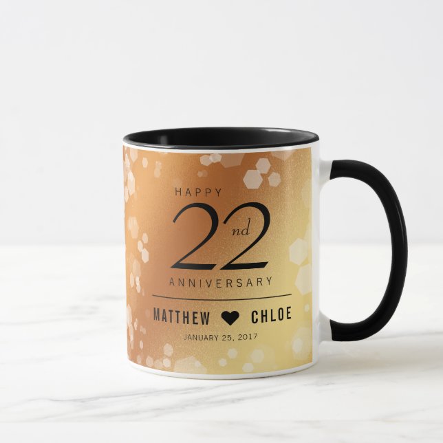 Elegant 22nd Copper Wedding Anniversary Mug (Right)