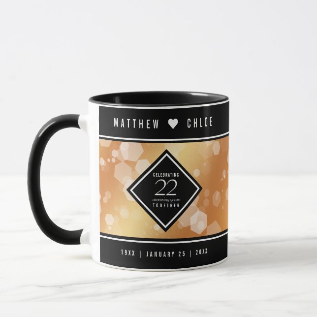 Elegant 22nd Copper Wedding Anniversary Mug (Left)