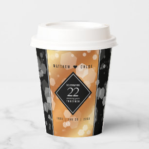 Elegant 22nd Copper Wedding Anniversary Paper Cups