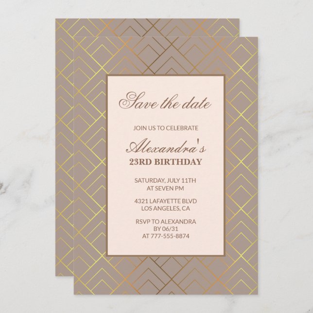 Elegant 23rd birthday invitations Save the date  (Front/Back)
