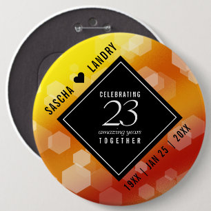 Elegant 23rd Imperial Topaz Wedding Anniversary 6 Cm Round Badge