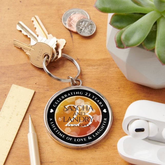 Elegant 23rd Imperial Topaz Wedding Anniversary Key Ring (Desk)