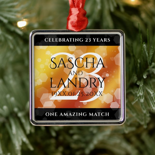 Elegant 23rd Imperial Topaz Wedding Anniversary Metal Ornament (Tree)