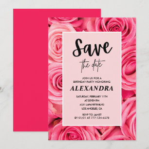 Elegant 24th birthday  Floral Rose Save the date  Invitation