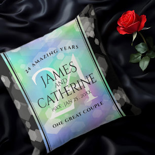 Elegant 24th Opal Wedding Anniversary Celebration Cushion