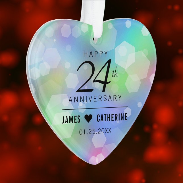 Elegant 24th Opal Wedding Anniversary Celebration Ornament (Elegant 24th Opal Wedding Anniversary Acrylic Ornament Cover Photo.)