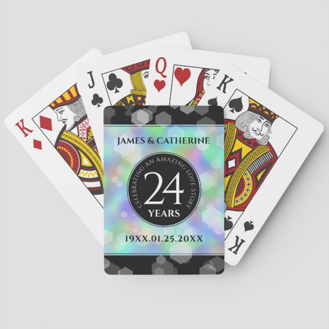 Elegant 24th Opal Wedding Anniversary Celebration Playing Cards (Back)