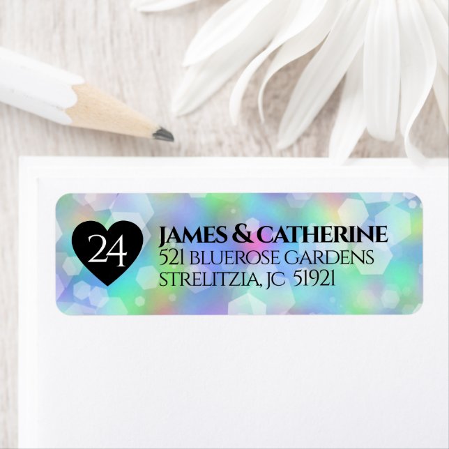Elegant 24th Opal Wedding Anniversary Celebration Return Address Label (Insitu)