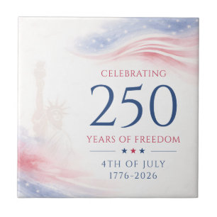 Elegant 250th American Independence Day 4th July Ceramic Tile