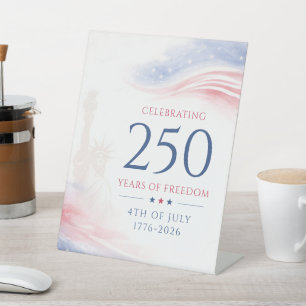 Elegant 250th American Independence Day 4th July Pedestal Sign