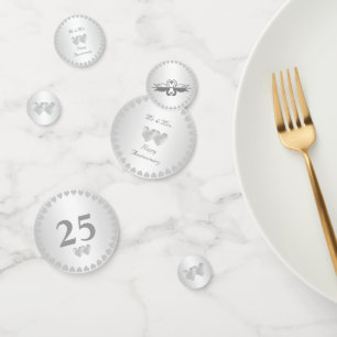Elegant 25 Silver Wedding Anniversary Confetti