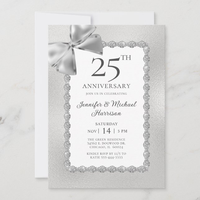 Elegant 25th Anniversary Invitation (Front)