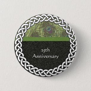 Elegant 25th Anniversary Lapel Pin/Button 6 Cm Round Badge