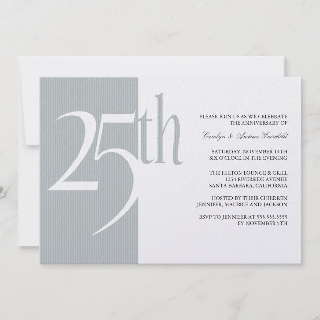 Elegant 25th Anniversary Party Invitations (Front)