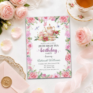 Elegant 25th Birthday High Tea Party  Invitation