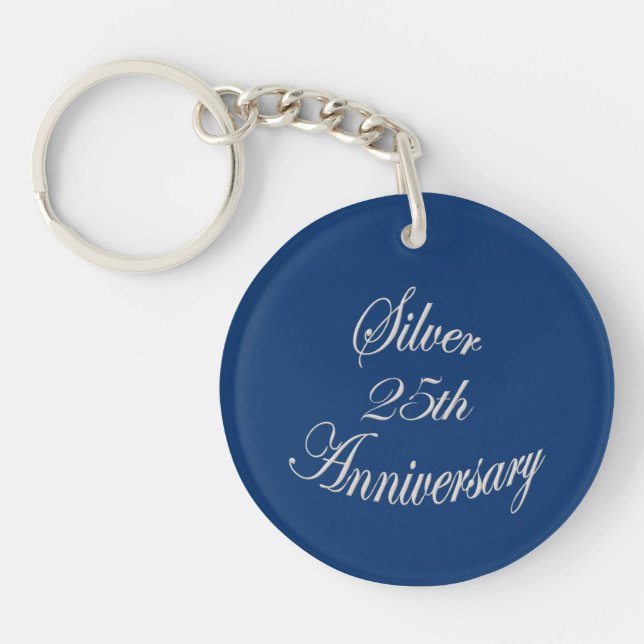 Elegant 25th Silver Anniversary Personalised       Key Ring (Front)