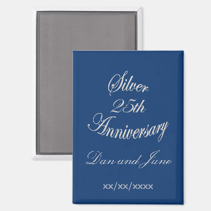 Elegant 25th Silver Anniversary Personalized Magnet