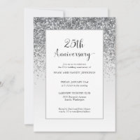 Elegant 25th Silver Glitter Wedding Anniversary