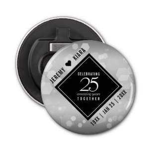 Elegant 25th Silver Wedding Anniversary Bottle Opener