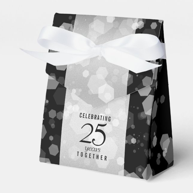 Elegant 25th Silver Wedding Anniversary Favour Box (Front Side)