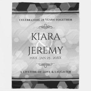 Elegant 25th Silver Wedding Anniversary Fleece Blanket