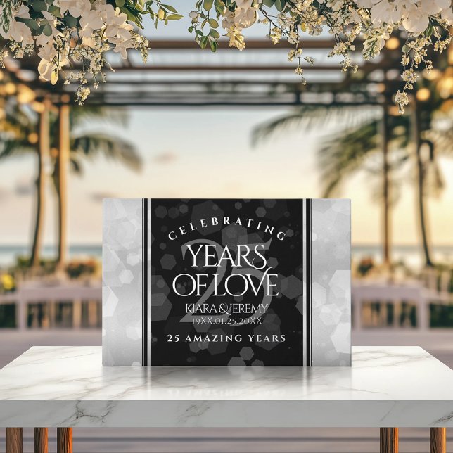 Elegant 25th Silver Wedding Anniversary Guest Book (25th Silver Wedding Anniversary 9"x6" Foil Guest Book Cover Photo)