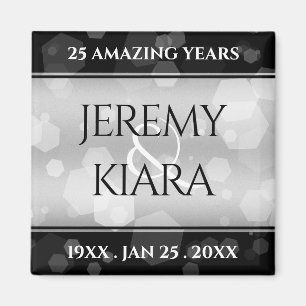 Elegant 25th Silver Wedding Anniversary Magnet
