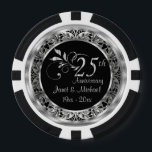 Elegant 25th Silver Wedding Anniversary Poker Chips<br><div class="desc">Poker Chips. 25th Silver Wedding Anniversary Design. ✔NOTE: ONLY CHANGE THE TEMPLATE AREAS NEEDED! 😀 If needed, you can remove the text and start fresh adding whatever text and font you like. 📌If you need further customisation, please click the "Click to Customise further" or "Customise or Edit Design" button and...</div>