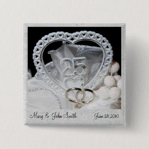 Elegant 25th Wedding Anniversary Button