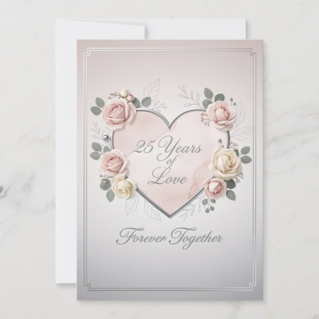 Elegant 25th Wedding Anniversary Card - romantic  (Front)