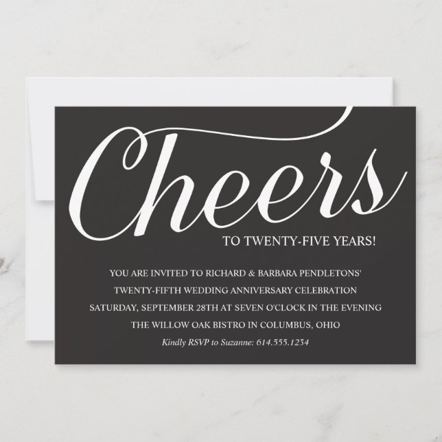 Elegant 25th Wedding Anniversary Party Invitation (Front)