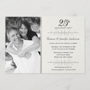Elegant 25th Wedding Anniversary Party Invitations