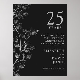 Elegant 25th Wedding Anniversary Welcome Sign