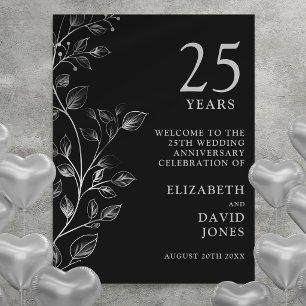 Elegant 25th Wedding Anniversary Welcome Sign