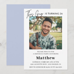 Elegant 26th birthday invitations Men Photo