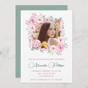 Elegant 26th birthday invitations Photo Floral