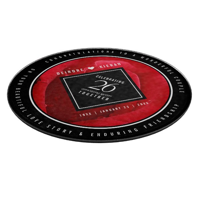 Elegant 26th Rose Wedding Anniversary Celebration Cutting Board (Corner)